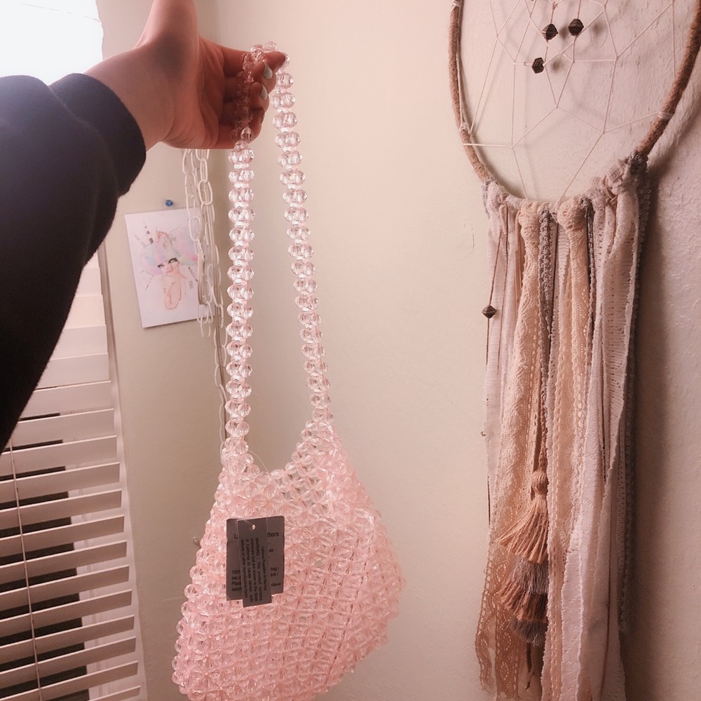•brand new baby pink beaded handbag•